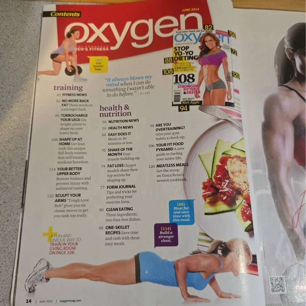 2012 June Oxygen Magazine Chady Dunmore Cover Jamie Eason Column 2012 Arnold